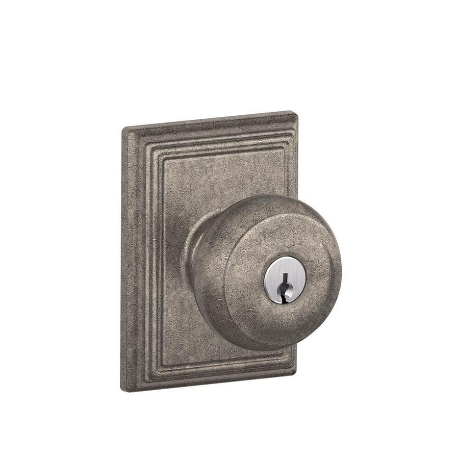 Schlage F Decorative Georgian X Addison Distressed Nickel Keyed