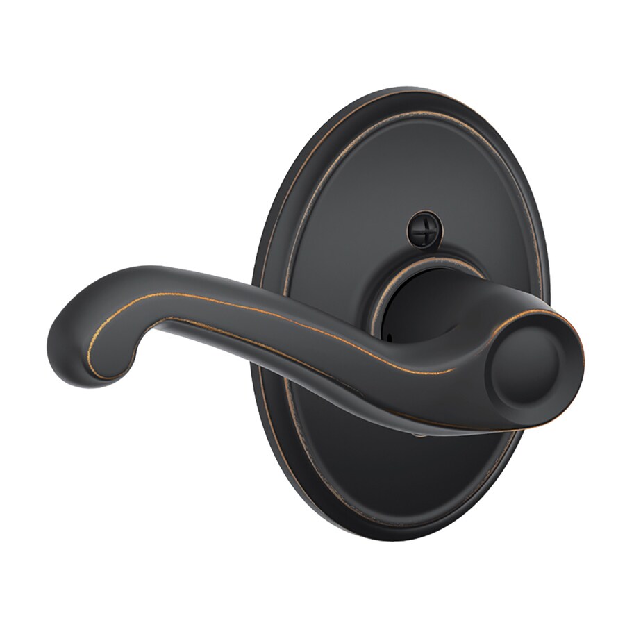 Schlage F Decorative Flair x Wakefield Aged Bronze Dummy Door Handle at