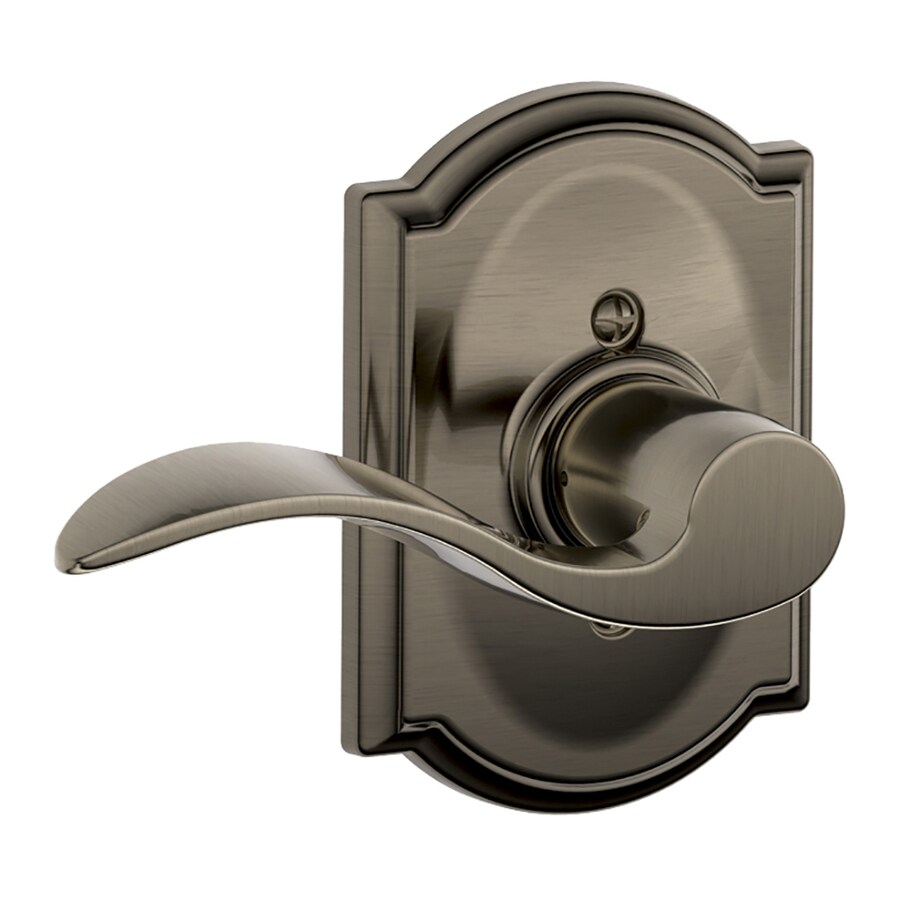 Schlage F Decorative Accent x Camelot Antique Pewter Dummy Door Handle