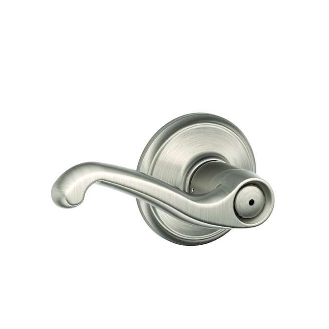 Schlage Flair Satin Nickel Push Button Lock Privacy Door Lever At Lowes Com
