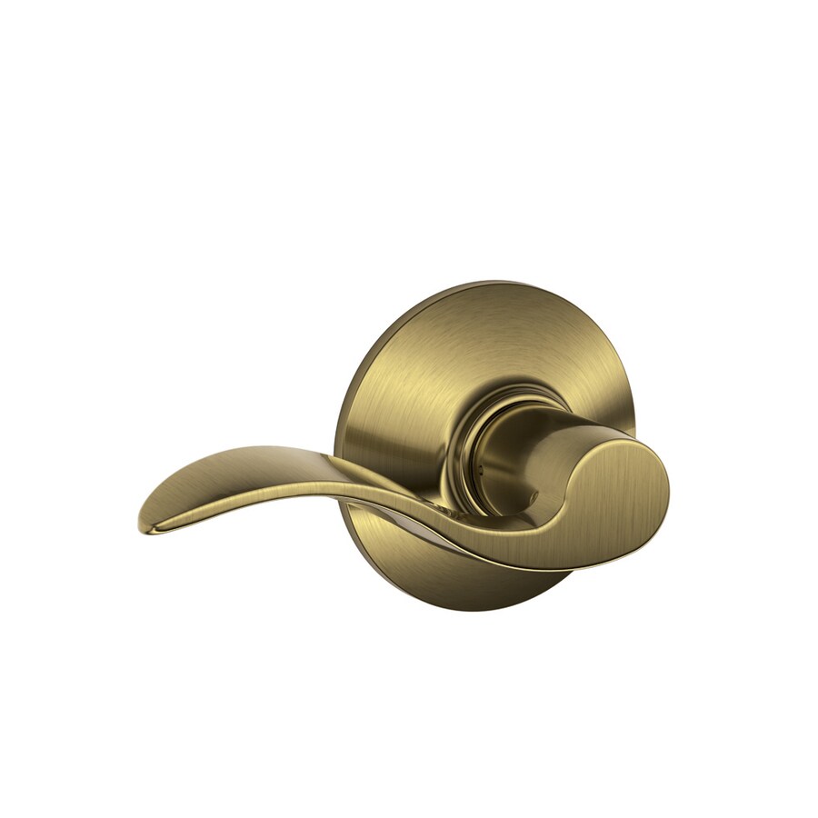 Schlage F Accent Antique Brass Reversible Passage Door Handle in the