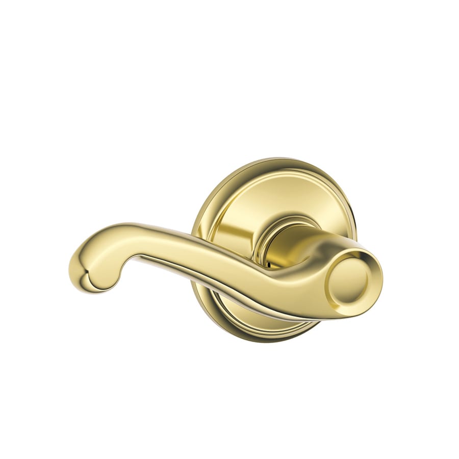 Schlage F Flair Lifetime Bright Brass Reversible Passage Door Handle At 7518