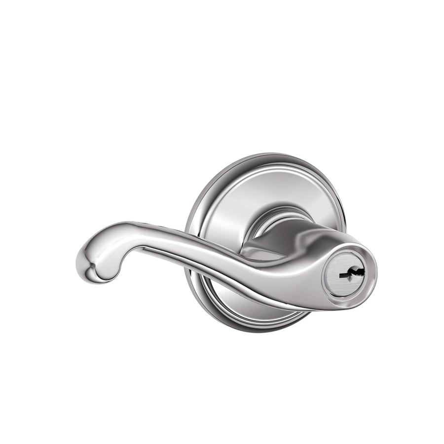 Schlage F Flair Bright Chrome Reversible Keyed Entry Door Handle