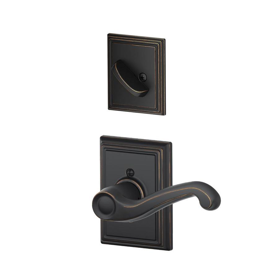 Schlage F Decorative Flair X Addison Rose Aged Bronze Dummy Handle