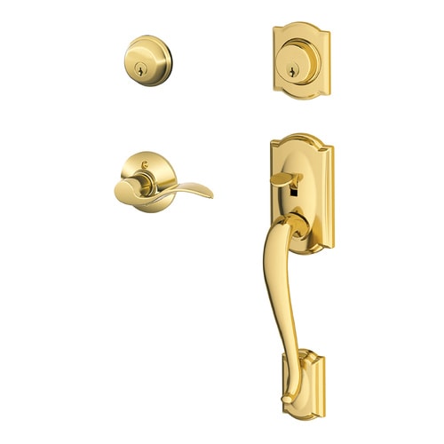 Schlage Camelot Double Cylinder Antique Brass RH Handleset Accent Lever Deadbolt