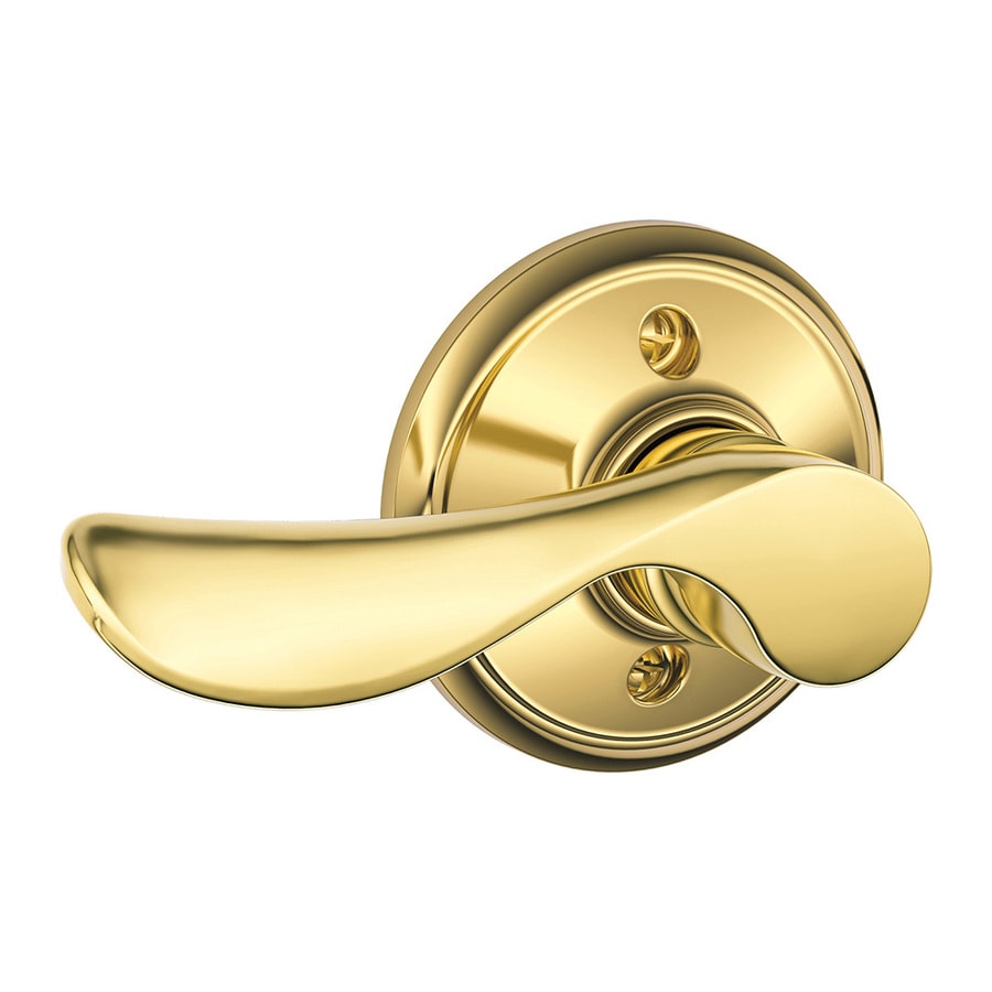 Schlage F Champagne Bright Brass LeftHanded Dummy Door Handle at