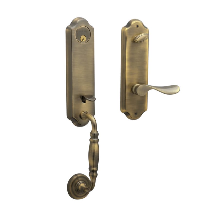 Schlage Florence Handleset with Champagne Lever Left Hand in Antique