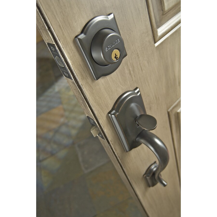 Schlage Camelot Aged Bronze Keyed Entry Door Handleset At 6195