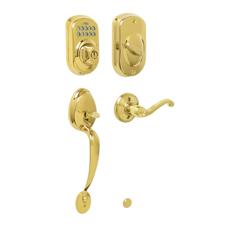 Schlage Plymouth Bright Brass 1-cylinder Electronic Entry Door 