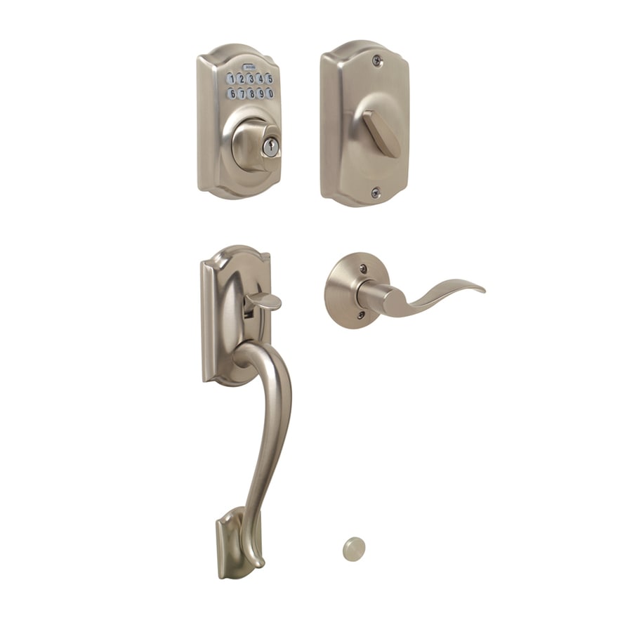 Schlage Camelot Satin Nickel 1Cylinder Electronic Entry Door Handleset