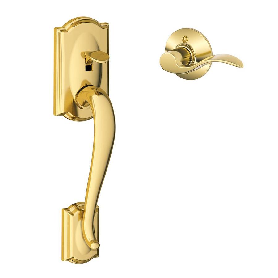 Schlage Camelot Lifetime Bright Brass Residential Entry Door Replacement Handleset at