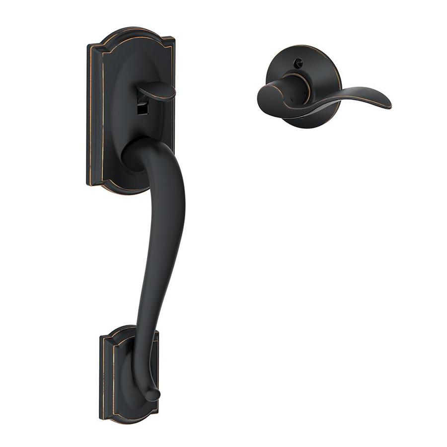 Schlage Fe Camelot X Accent Lever Aged Bronze Entry Door Handleset