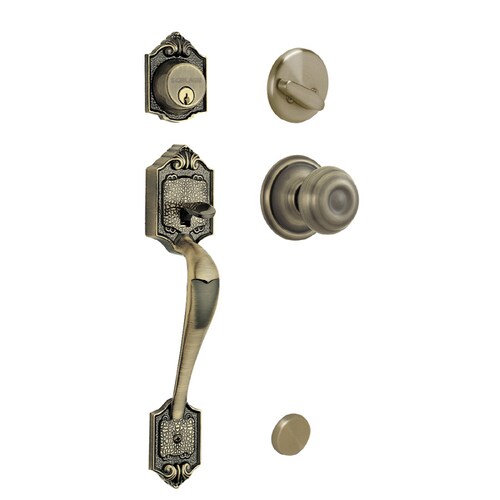 Schlage Parthenon Antique Brass Keyed Entry Door Handleset in the ...