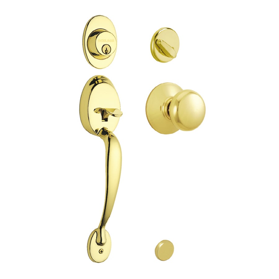 Schlage Plymouth Bright Brass Keyed Entry Door Handleset in the ...