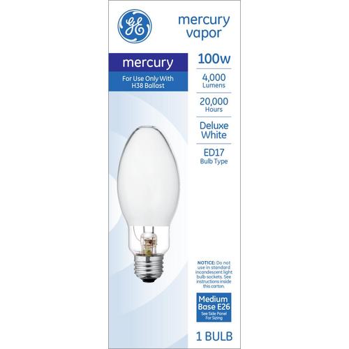GE 100Watt ED17 For Indoor/Outdoor Use Mercury Vapor HID Light Bulb in