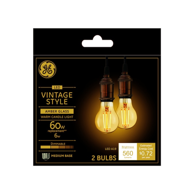 GE Vintage 60Watt EQ A19 Warm Candle Light Dimmable Decorative Light Bulb (2Pack) in the