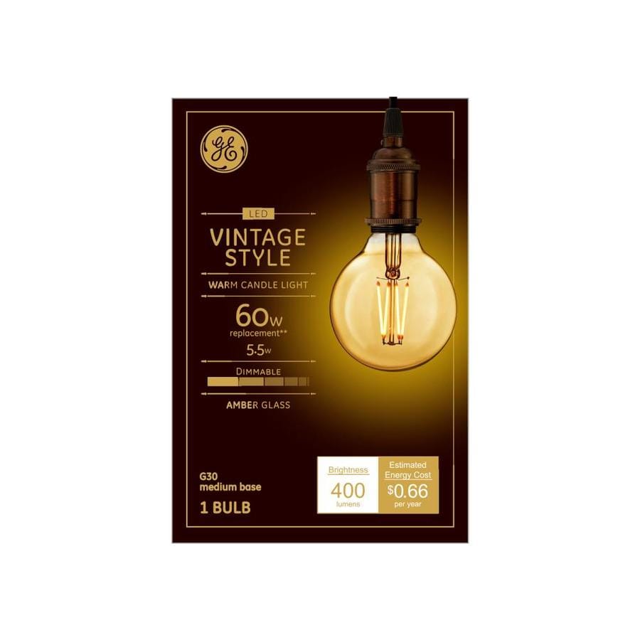 GE Vintage 60-Watt EQ G30 Warm Candle Light Dimmable Edison Light Bulb ...