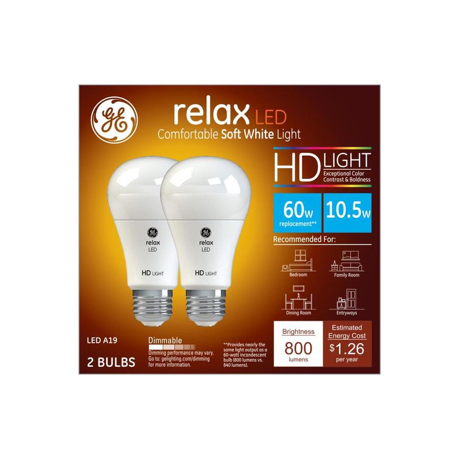 GE 60-Watt EQ A19 Soft White Dimmable LED Light Bulb (2-Pack) at Lowes.com