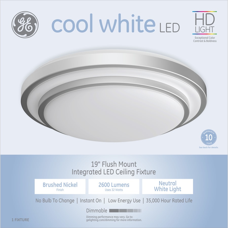 Ge 19 In Brushed Nickel Traditional Led Semi Flush Mount Light At