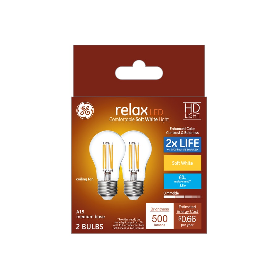 Relax 60 Watt Eq A15 Soft White Dimmable Led Light Bulb 2 Pack