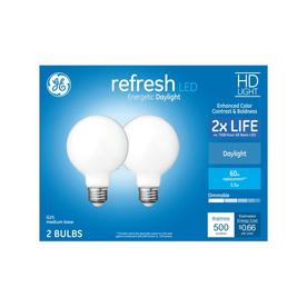 GE Refresh 60-Watt EQ Daylight Dimmable Globe Light Bulb (2-Pack)