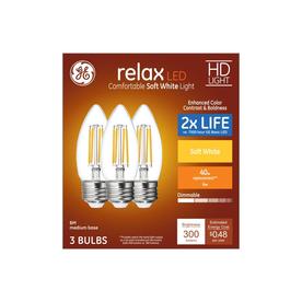 GE Relax 40-Watt EQ Soft White Dimmable Decorative Light Bulb (3-Pack)