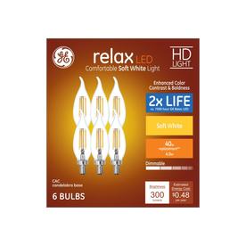 GE Relax 40-Watt EQ Soft White Dimmable Candle Light Bulb (6-Pack)