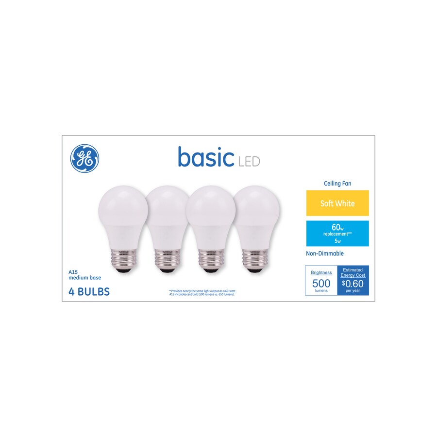Ge Basic 60 Watt Eq A15 Warm White Led Light Bulb 4 Pack At