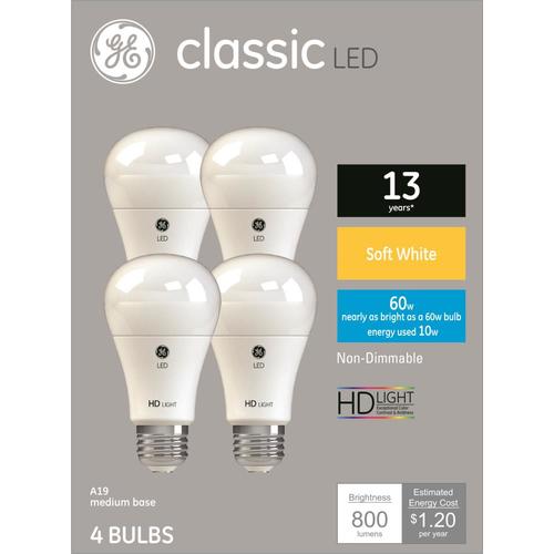 Ge Classic 60 Watt Eq A19 Soft White Led Light Bulb 4