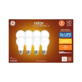 GE Relax 40-Watt EQ A19 Warm White Dimmable LED Light Bulb (8-Pack)