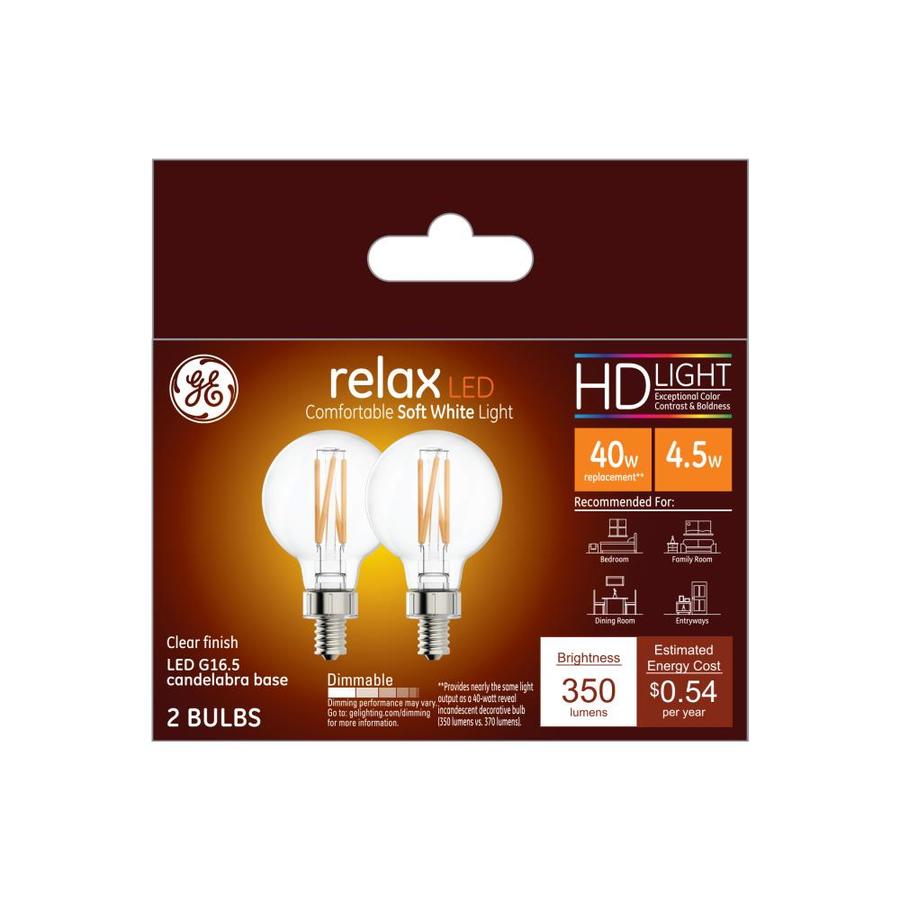 Ge Relax 40 Watt Eq Soft White Dimmable Globe Light Bulb 2