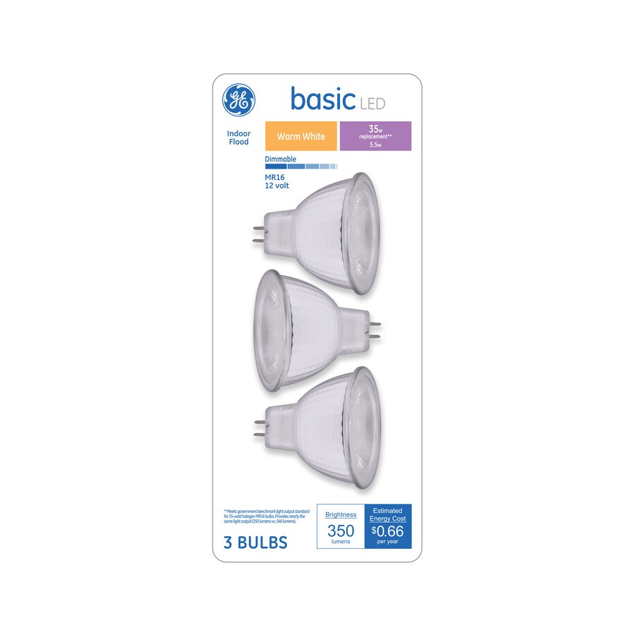 Ge Basic 3 Pack 35 W Equivalent Dimmable Warm White Mr16 Led Ge Basic 3 Pack 35 W Equivalent Dimmable Warm White Mr16 Led Light Fixture