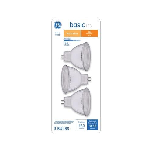 GE Basic 50Watt EQ LED Mr16 Warm White Dimmable Spotlight Light Bulb (3Pack) in the Spot