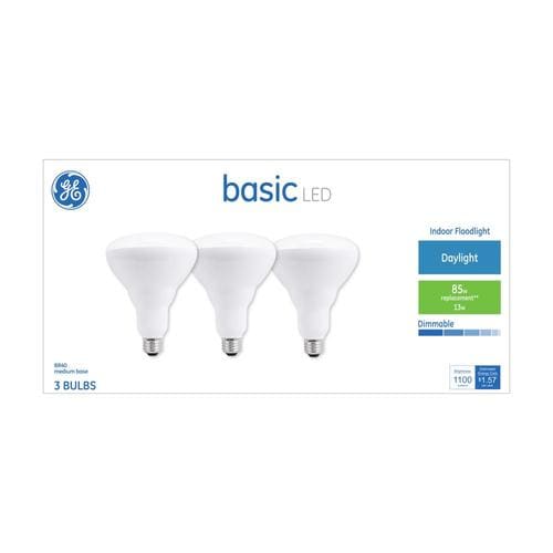 GE Basic 85-Watt EQ LED Br40 Daylight Dimmable Flood Light Bulb (3-Pack ...