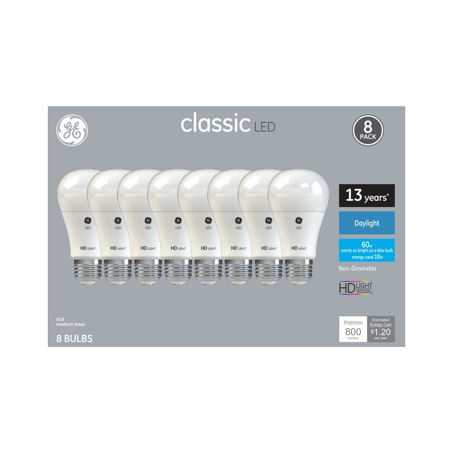 GE Classic 60-Watt EQ A19 Daylight LED Light Bulb (8-Pack) At Lowes.com