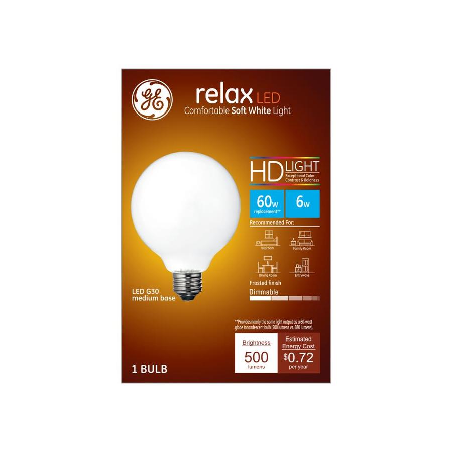 Ge Relax 60 Watt Eq G30 Soft White Dimmable Globe Light Bulb