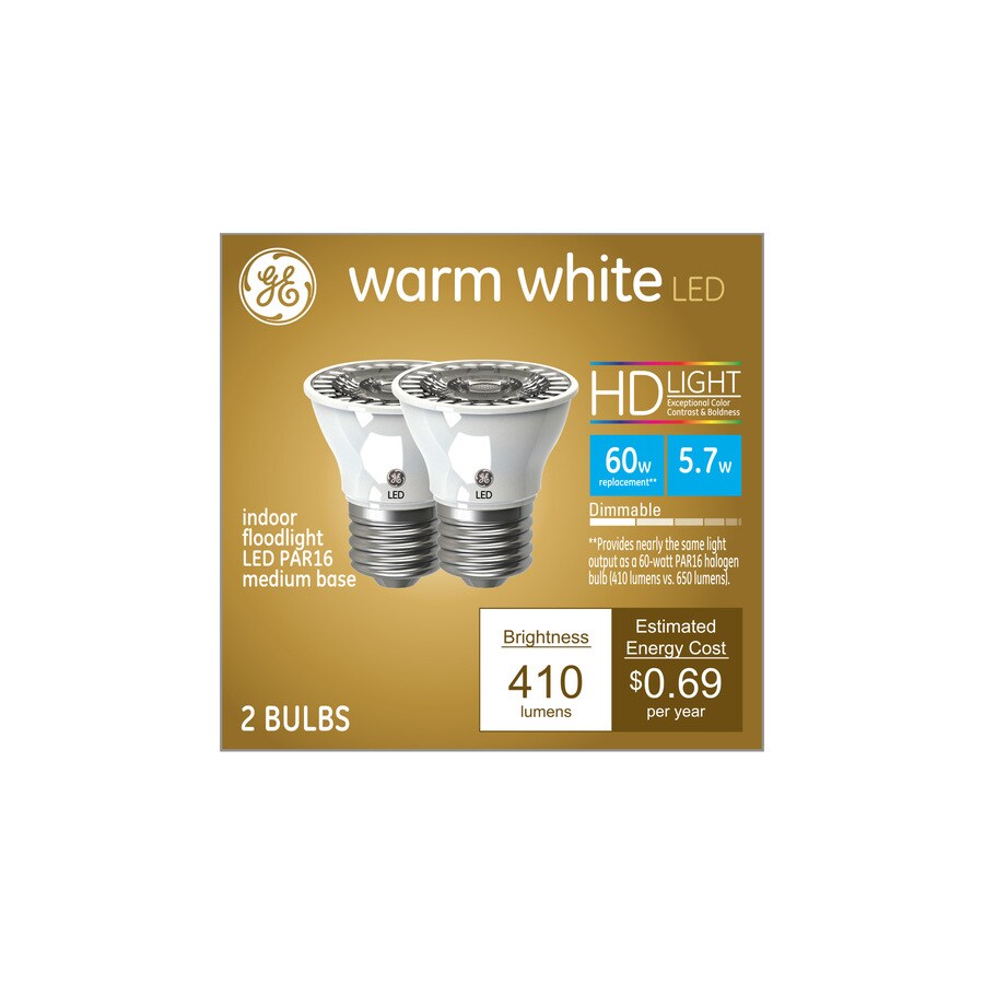 GE Classic 60-Watt EQ LED Reflector Warm White Dimmable Light Bulb (2 ...