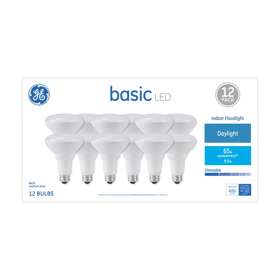 GE Basic 65Watt EQ Br30 Daylight Dimmable LED Light Bulb (12Pack) at