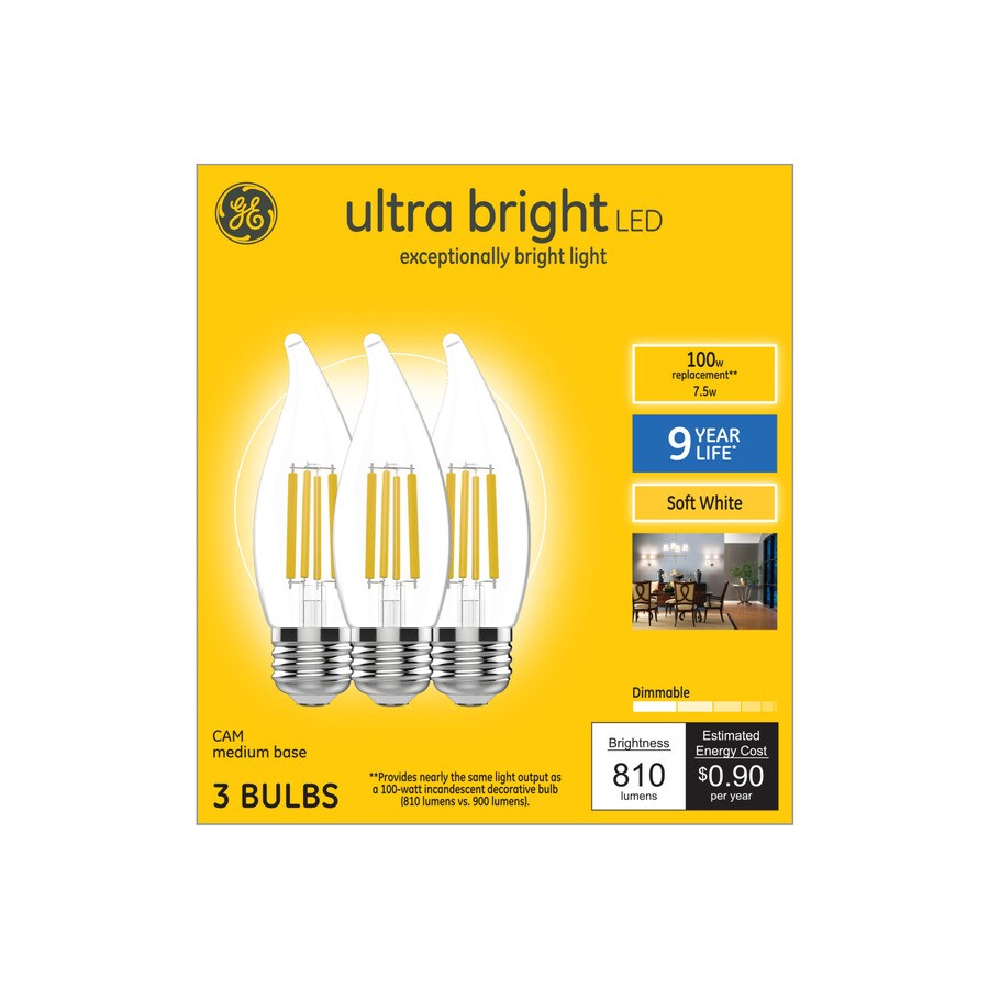 GE Ultra Bright LED 100-Watt EQ CAM Soft White Dimmable Decorative ...