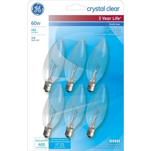 GE 60Watt Dimmable Decorative Incandescent Light Bulb (6Pack) in the
