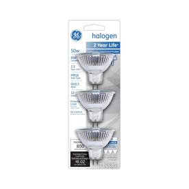 GE 3-Pack 50-Watt MR16 G5.3 Base Bright White Indoor Dimmable Halogen Flood Light Bulbs