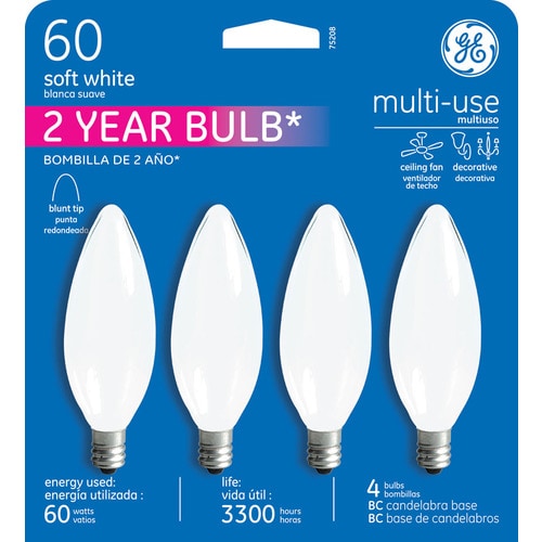 Ge 60 Watt Dimmable Decorative Incandescent Light Bulb 4 Pack At