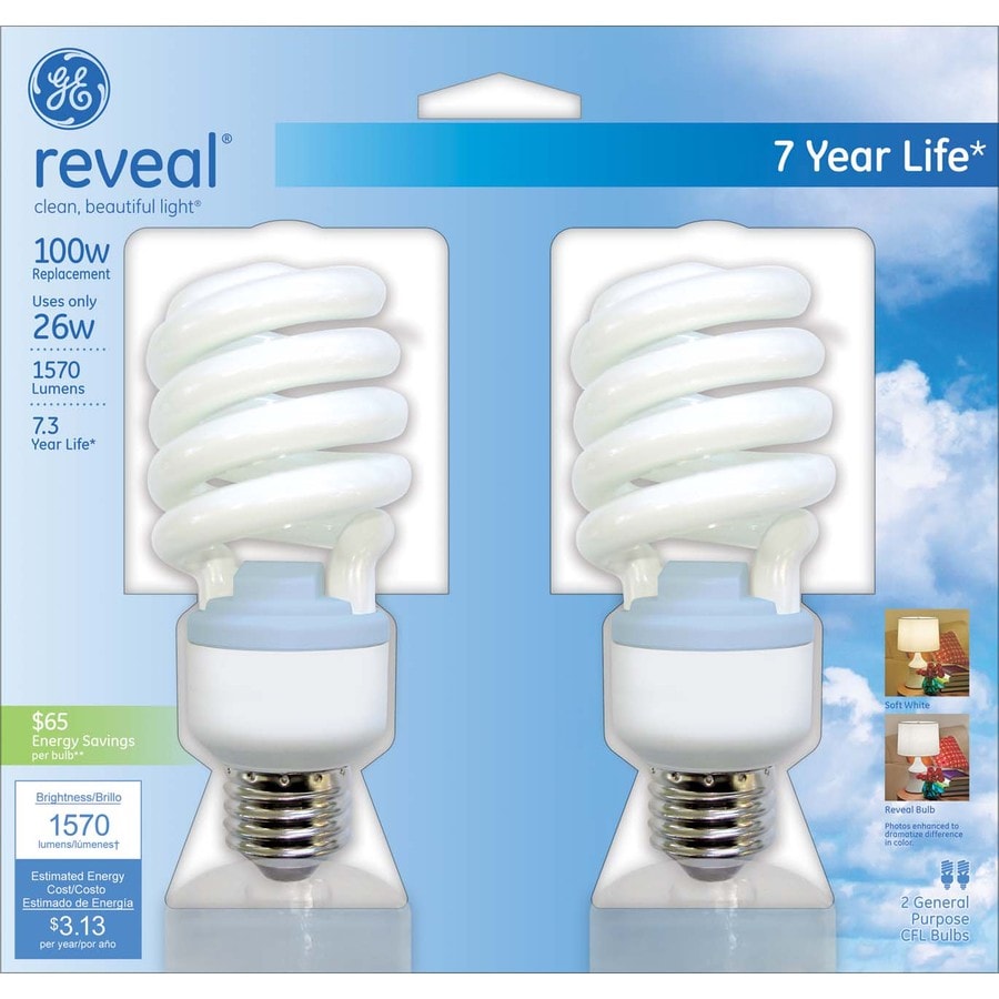 GE 61148 2-Pack 100-Watt Equivalent Color-Enhancing Compact Fluorescent Light Bulb