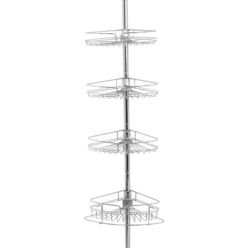 Zenith 97in H Steel Chrome Tension Pole Freestanding Shower Caddy at