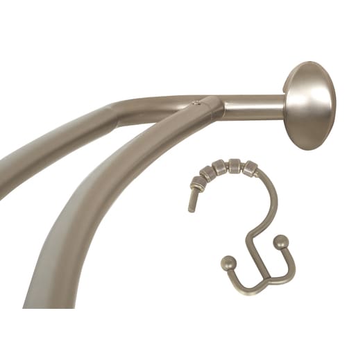 Allen + roth 72in Brushed Nickel Tension Double Curve Shower Rod at