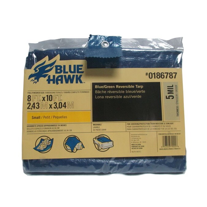 Blue Hawk 8ft x 10ft Blue Standard Polyethylene Tarp in the Tarps department at