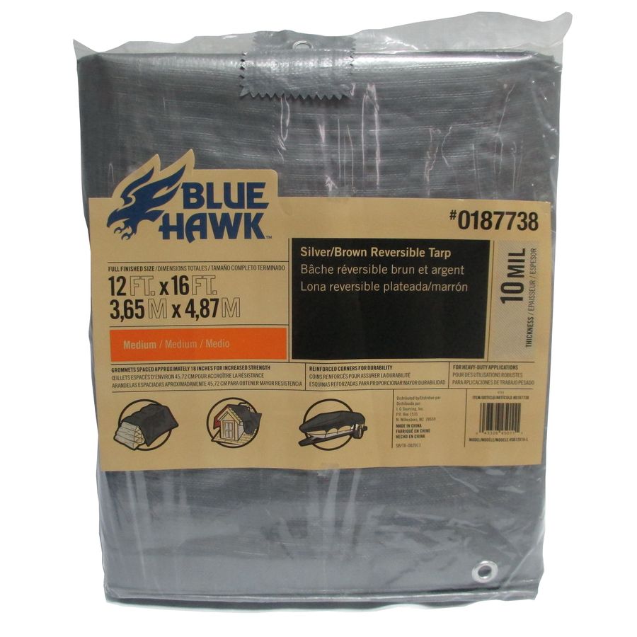 Blue Hawk 12ft x 16ft Silver Commercial Polyethylene Tarp in the Tarps department at