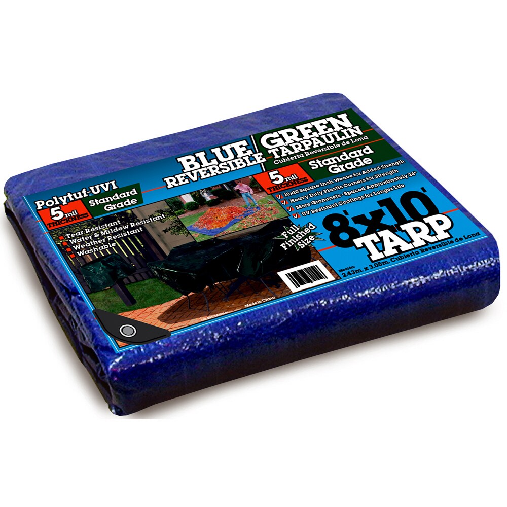 Blue Hawk BG8X10-L 8-ft x 10-ft Blue Water resistant Standard Polyethylene 5-Mils Tarp