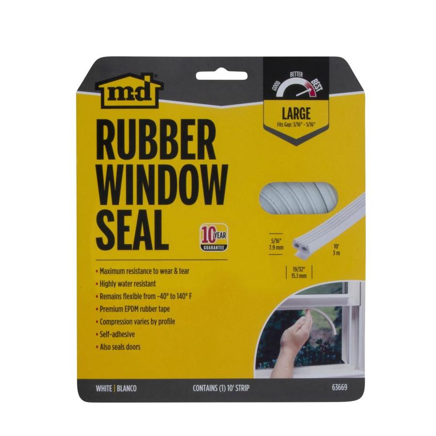 MD 10ft x 5/16in White Rubber Window Weatherstrip at