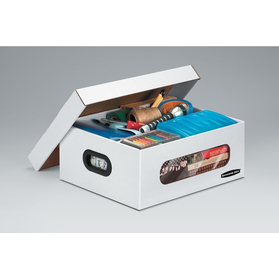 BANKERS BOX 4663401 Small White Stackable Box with Window